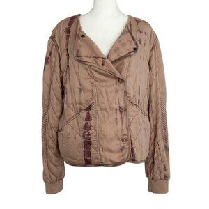 Marrakech Anthropologie Soft Quilted Tie Dye Bomber Moto Jacket NWT (M)